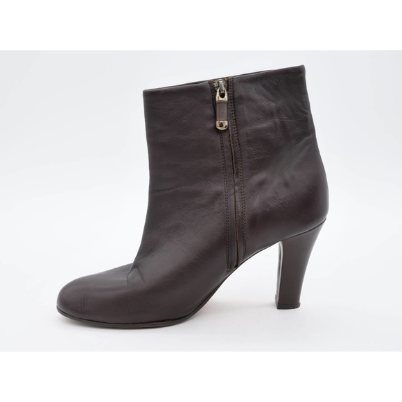 Marchez Vous Booties Womens 7.5 Brown Leather Cone Heel Zipper Ankle Boots - Picture 5 of 13